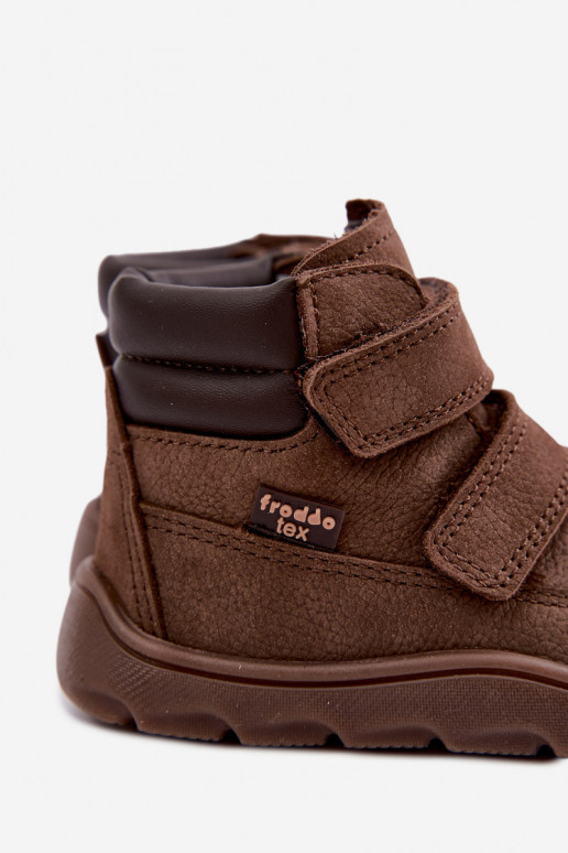 Sapatos de couro para crianças marrons Barefoot Froddo G2110150-13