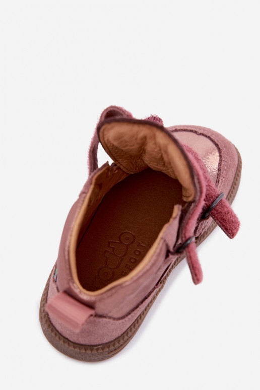 Sapatos de camurça para crianças rosas Barefoot com brilho Froddo G2110157-5