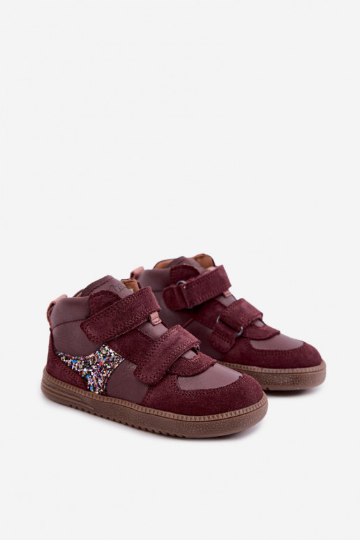 Sapatos de camurça para crianças bordô Barefoot Froddo G2110157-4