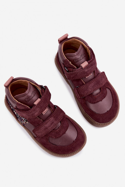 Sapatos de camurça para crianças bordô Barefoot Froddo G2110157-4