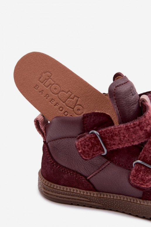 Sapatos de camurça para crianças bordô Barefoot Froddo G2110157-4
