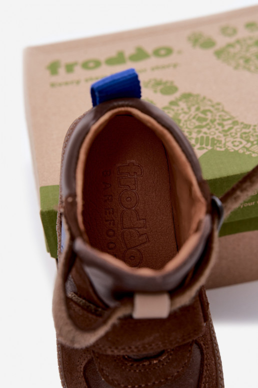 Sapatos de camurça para crianças marrons Barefoot Froddo G2110157-1