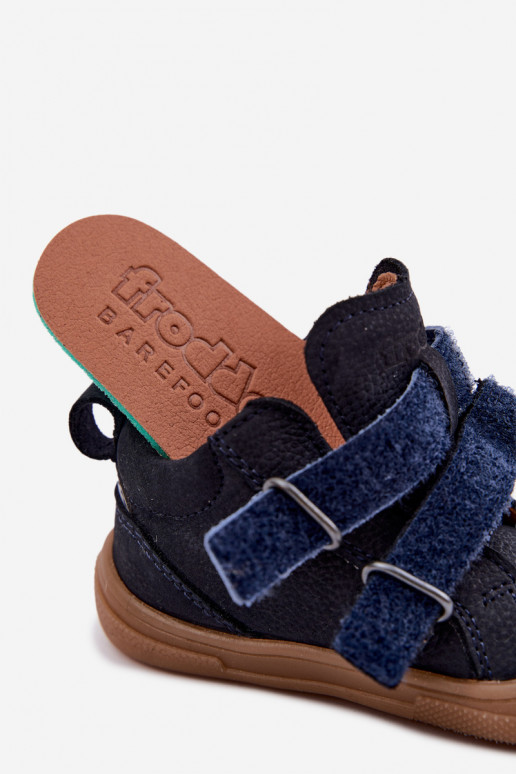 Sapatos de couro para crianças azul escuro Barefoot Froddo G2130380