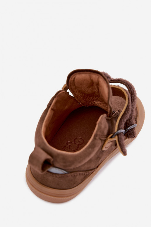Sapatos de couro para crianças marrons Barefoot Froddo G2130380-2