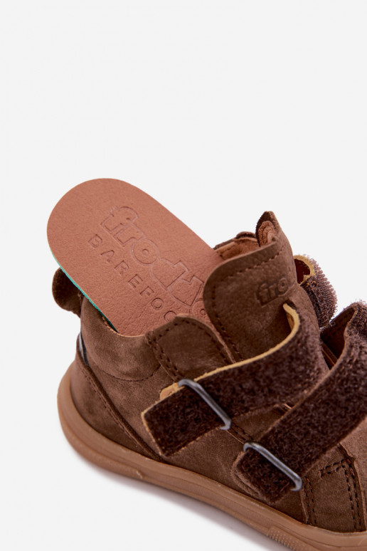 Sapatos de couro para crianças marrons Barefoot Froddo G2130380-2