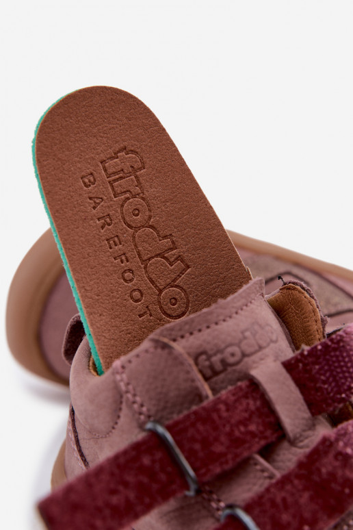 Sapatos de couro para crianças Barefoot FRODDO G2130380-3 em rosa