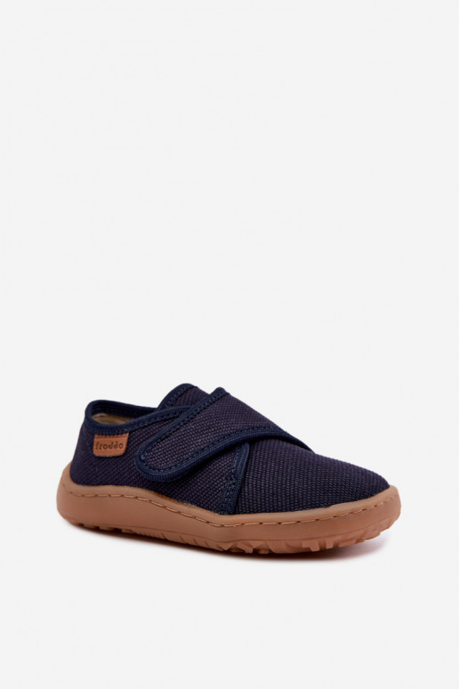 Chinelos para crianças com fechos adesivos Barefoot Froddo G1700438 em azul escuro