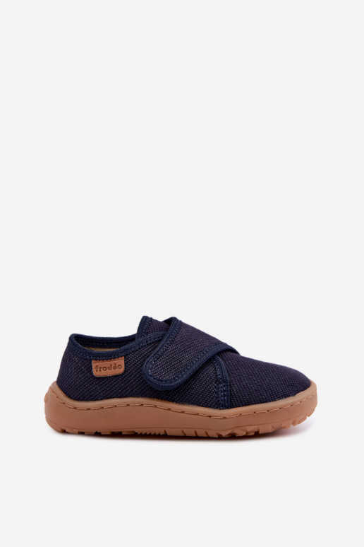 Chinelos para crianças com fechos adesivos Barefoot Froddo G1700438 em azul escuro