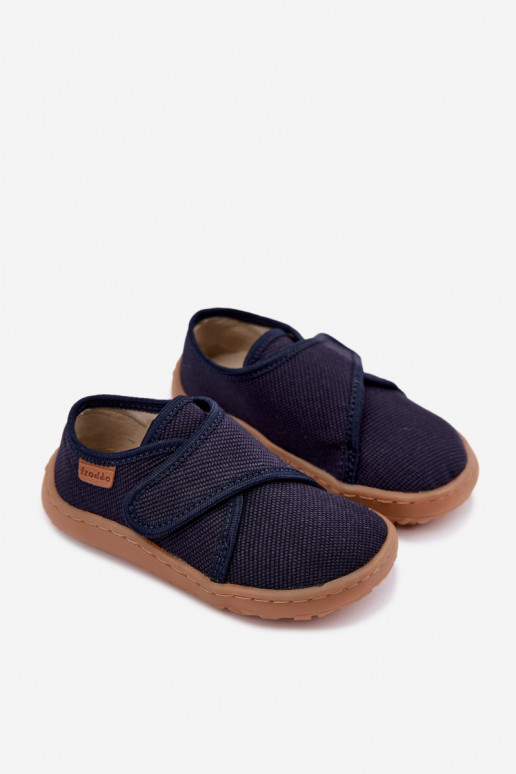Chinelos para crianças com fechos adesivos Barefoot Froddo G1700438 em azul escuro