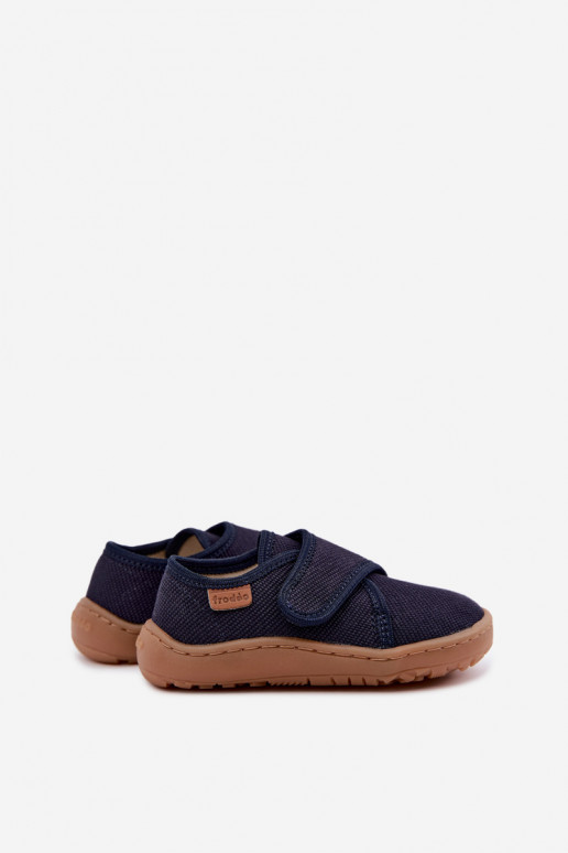 Chinelos para crianças com fechos adesivos Barefoot Froddo G1700438 em azul escuro