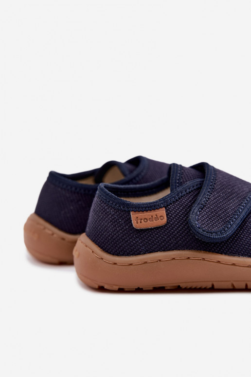 Chinelos para crianças com fechos adesivos Barefoot Froddo G1700438 em azul escuro