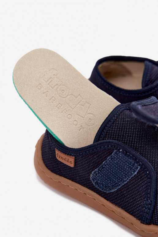 Chinelos para crianças com fechos adesivos Barefoot Froddo G1700438 em azul escuro