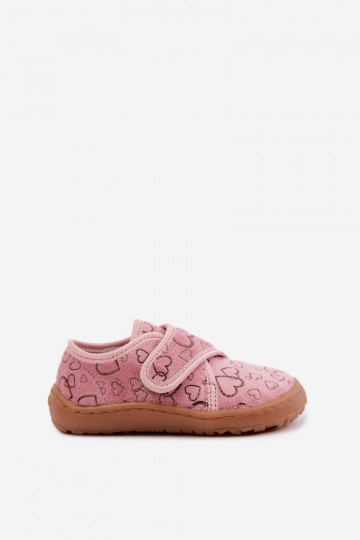 Chinelos para crianças com fechos adesivos Barefoot Širdelės Froddo G1700438-18 em rosa 2