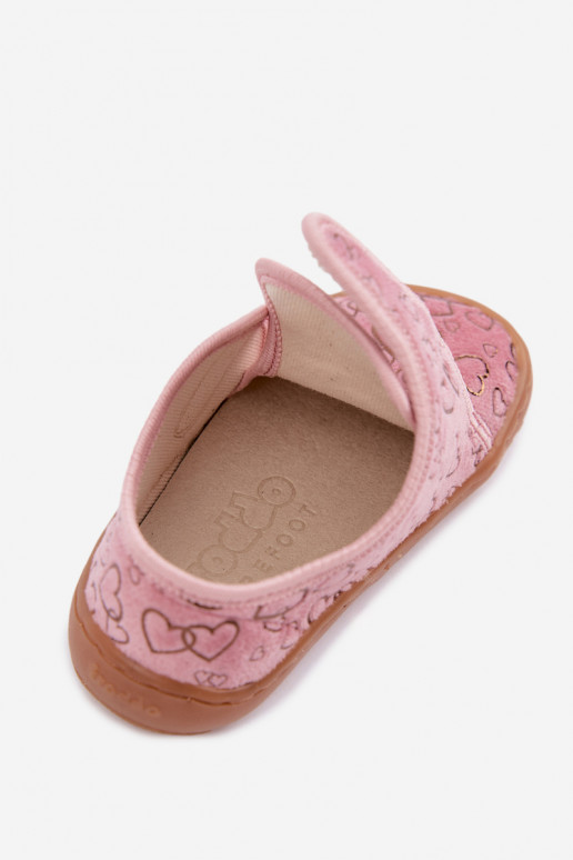 Chinelos para crianças com fechos adesivos Barefoot Širdelės Froddo G1700438-18 em rosa