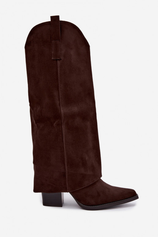 Botas altas de estilo cowboy isoladas com saltos e cano costurado CzekoladoĮe Julena