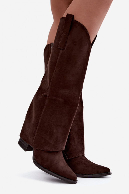 Botas altas de estilo cowboy isoladas com saltos e cano costurado CzekoladoĮe Julena
