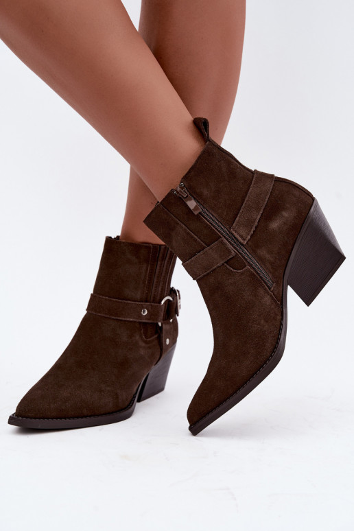 Botas de camurça estilo cowboy, quentes, marrons Fariah
