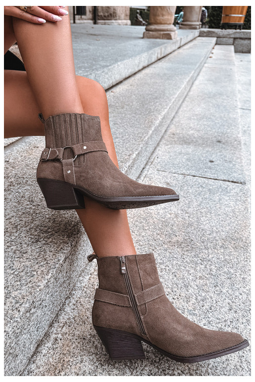 Botas de camurça estilo cowboy, quentes, marrons Fariah