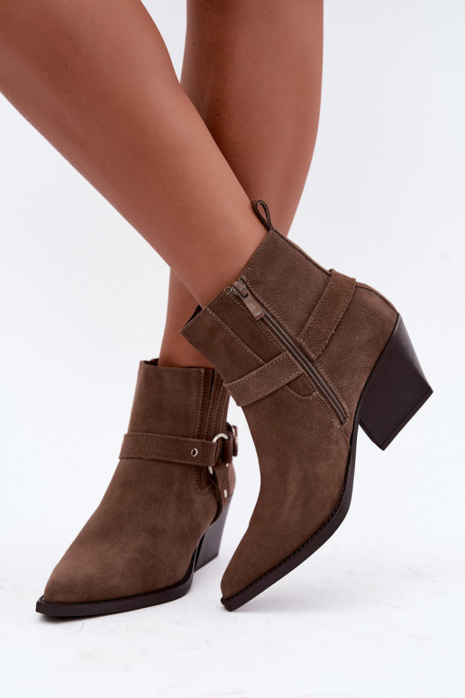 Botas de camurça estilo cowboy, quentes, marrons Fariah