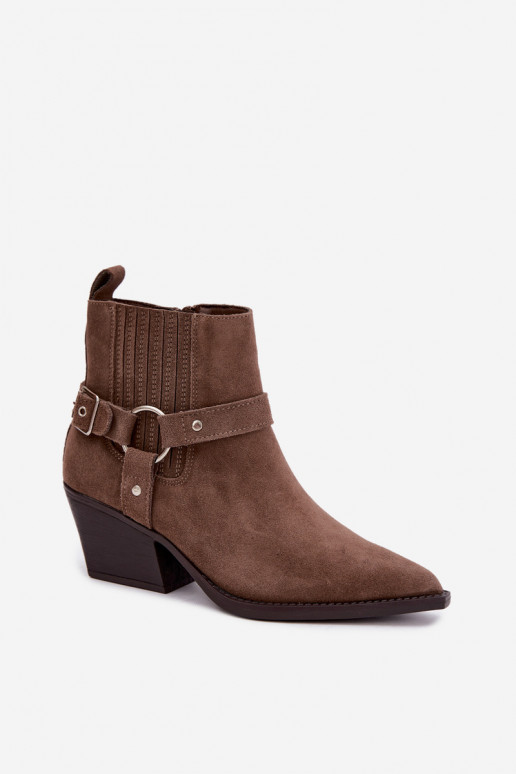 Botas de camurça estilo cowboy, quentes, marrons Fariah