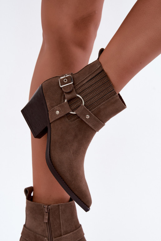 Botas de camurça estilo cowboy, quentes, marrons Fariah
