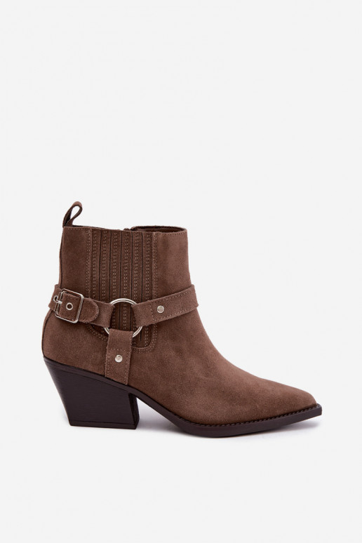 Botas de camurça estilo cowboy, quentes, marrons Fariah