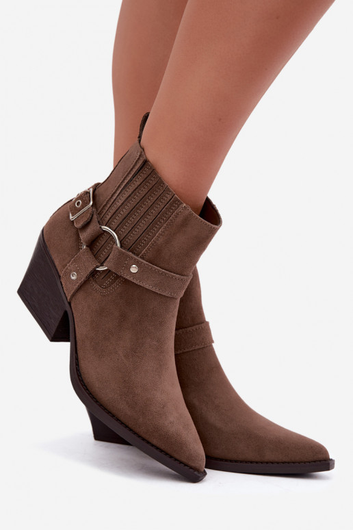 Botas de camurça estilo cowboy, quentes, marrons Fariah