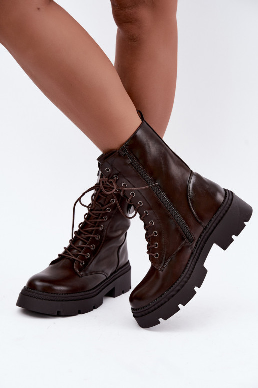 Botins femininos aquecidos na cor marrom Livela