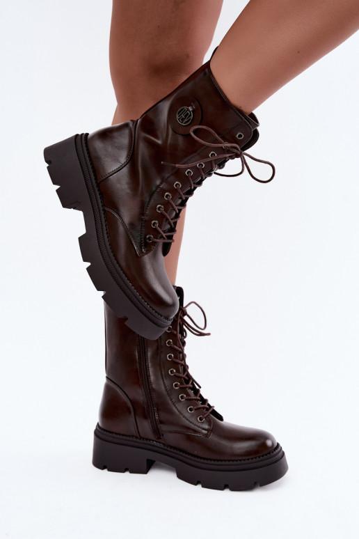 Botins femininos aquecidos na cor marrom Livela