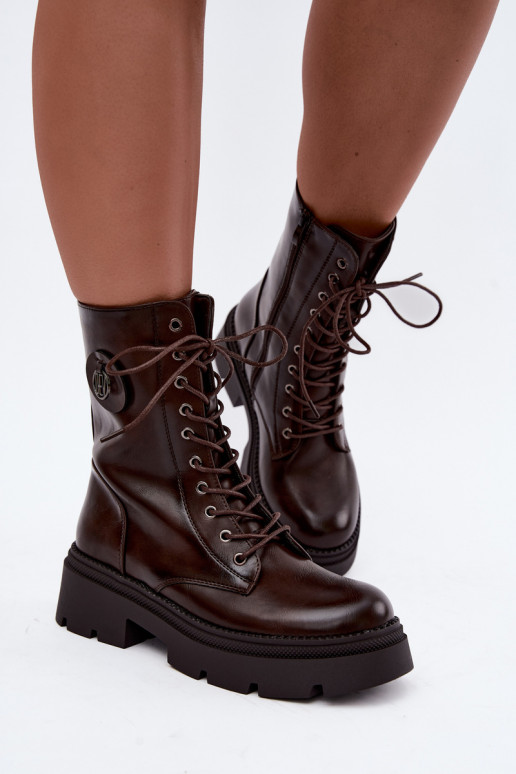 Botins femininos aquecidos na cor marrom Livela