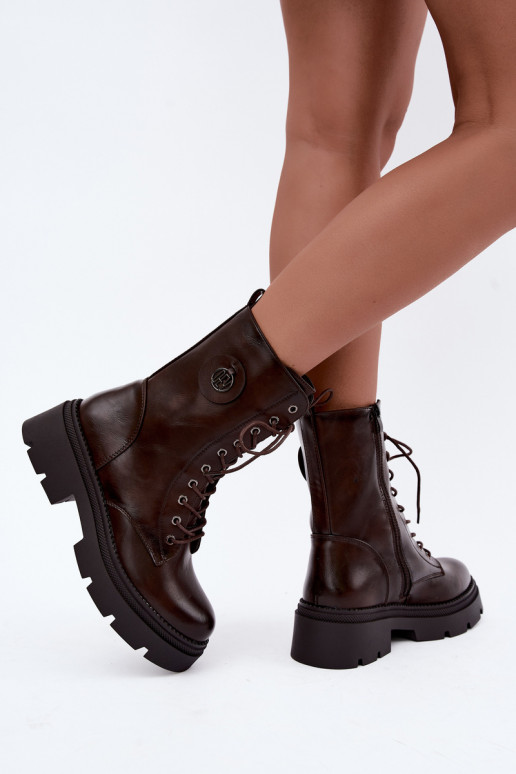 Botins femininos aquecidos na cor marrom Livela