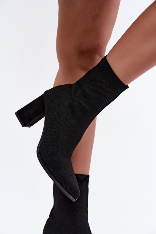 Botins quentes femininos modelo slip-on, pretos