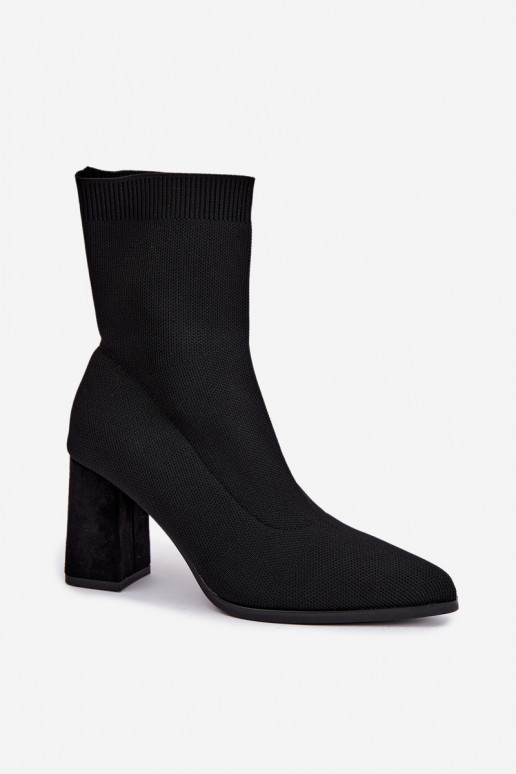 Botins quentes femininos modelo slip-on, pretos
