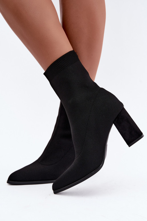 Botins quentes femininos modelo slip-on, pretos