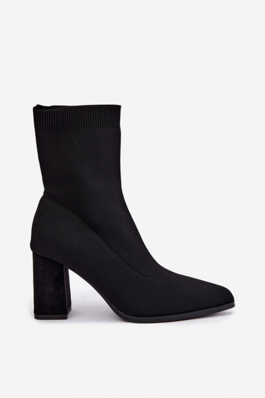 Botins quentes femininos modelo slip-on, pretos