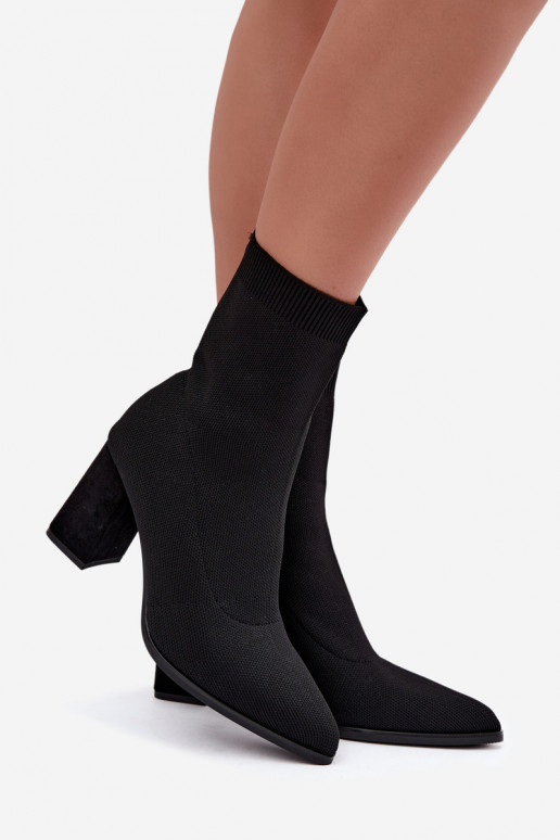 Botins quentes femininos modelo slip-on, pretos