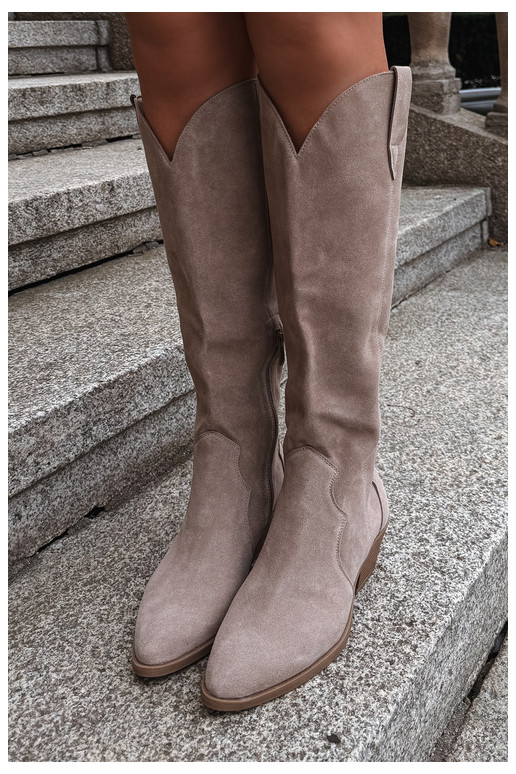 Botas de camurça estilo cowboy, areia Medira