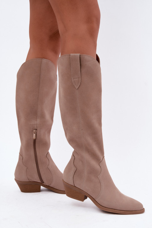 Botas de camurça estilo cowboy, areia Medira