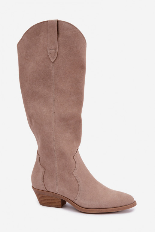 Botas de camurça estilo cowboy, areia Medira