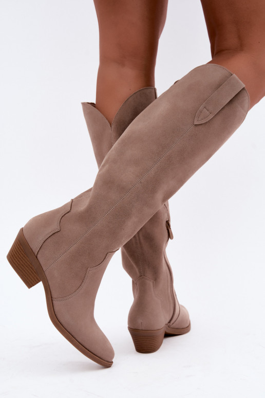 Botas de camurça estilo cowboy, areia Medira