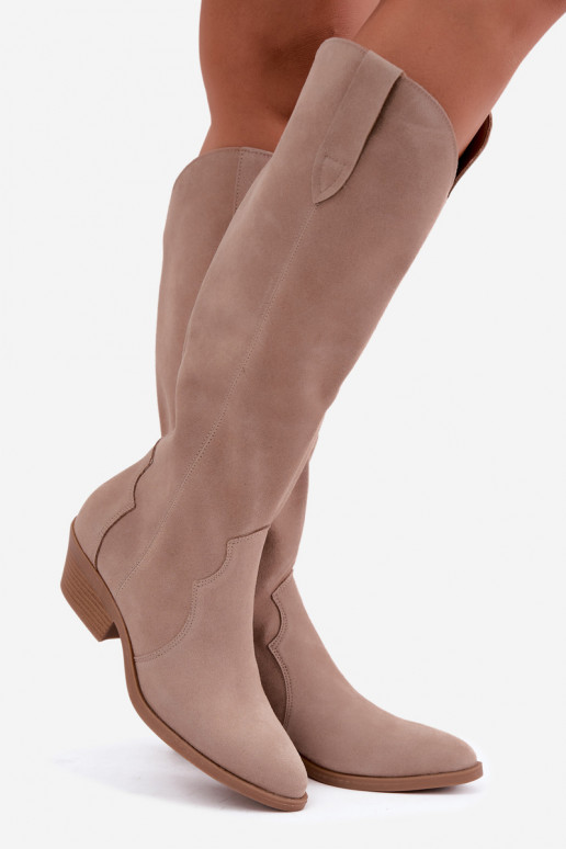 Botas de camurça estilo cowboy, areia Medira