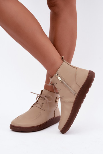 Sapatos barefoot femininos em couro aquecidos na cor areia Zazoo 3077
