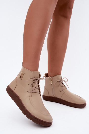 Sapatos barefoot femininos em couro aquecidos na cor areia Zazoo 3077 2