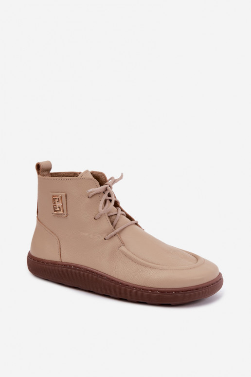 Sapatos barefoot femininos em couro aquecidos na cor areia Zazoo 3077