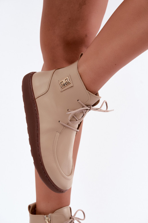 Sapatos barefoot femininos em couro aquecidos na cor areia Zazoo 3077