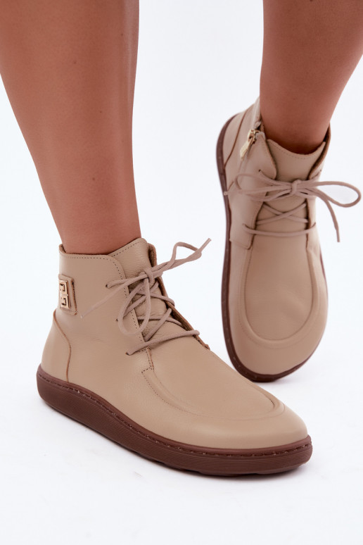 Sapatos barefoot femininos em couro aquecidos na cor areia Zazoo 3077