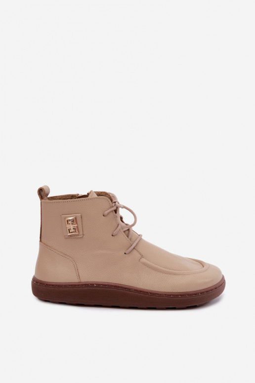 Sapatos barefoot femininos em couro aquecidos na cor areia Zazoo 3077