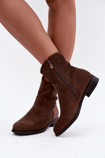 Botins recortados com saltos largos S.Barski HY62-8125 castanho 2