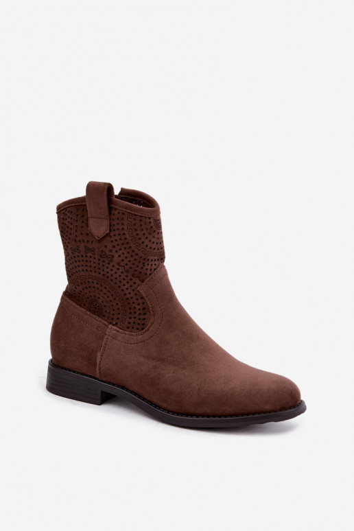 Botins recortados com saltos largos S.Barski HY62-8125 castanho