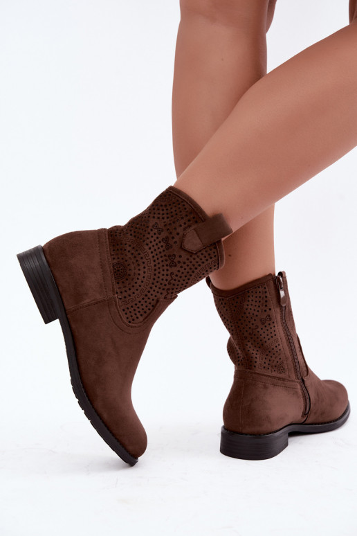 Botins recortados com saltos largos S.Barski HY62-8125 castanho